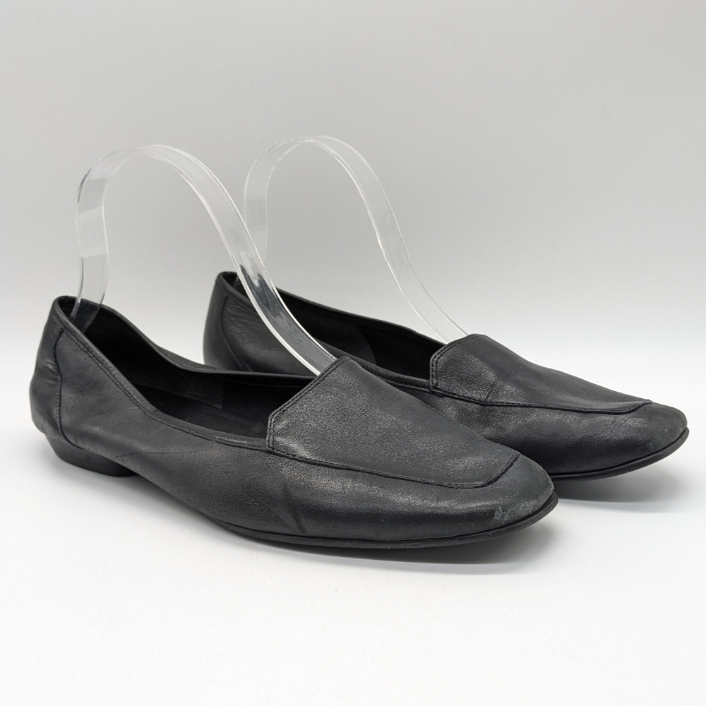 ✨3/$15 Antonio Melanie Empire Black Leather Slip On Flat 9